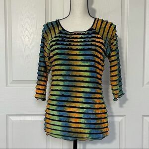 Investments sold by Nordstrom Bright Color Tiered Ruffle 3/4 Sleeve Top, Medium